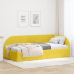 vidaXL Rohový rám postele s čelnou doskou Žltá 100 cm x 200 cm Zamat