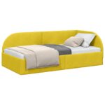 vidaXL Rohový rám postele s čelnou doskou Žltá 100 cm x 200 cm Zamat – Obrázok 2
