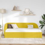 vidaXL Rohový rám postele s čelnou doskou Žltá 100 cm x 200 cm Zamat – Obrázok 3