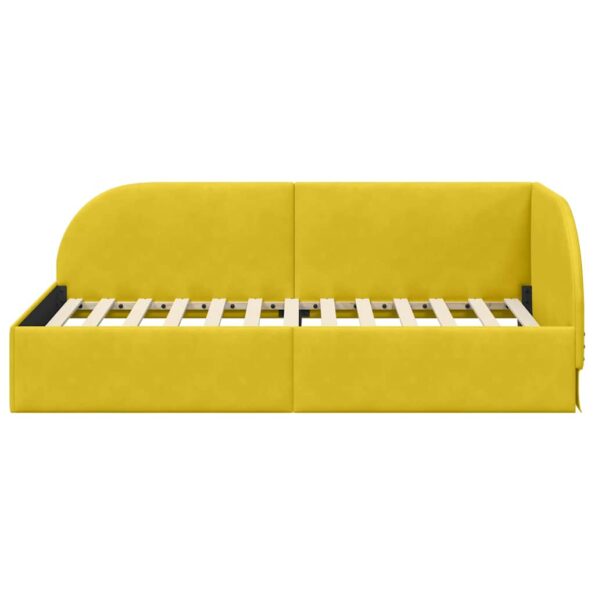 vidaXL Rohový rám postele s čelnou doskou Žltá 100 cm x 200 cm Zamat – Obrázok 4
