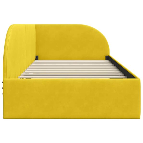 vidaXL Rohový rám postele s čelnou doskou Žltá 100 cm x 200 cm Zamat – Obrázok 5