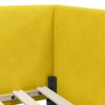 vidaXL Rohový rám postele s čelnou doskou Žltá 100 cm x 200 cm Zamat – Obrázok 7