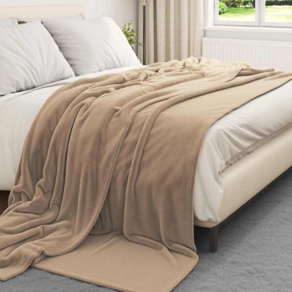 vidaXL Deka ťavová 220 x 240 cm Flís – Obrázok 3
