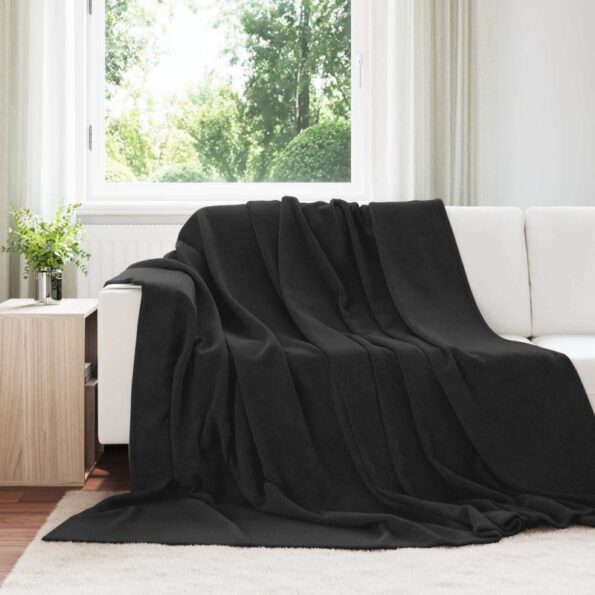 vidaXL Deka Čierna 240 x 270 cm Flís – Obrázok 7