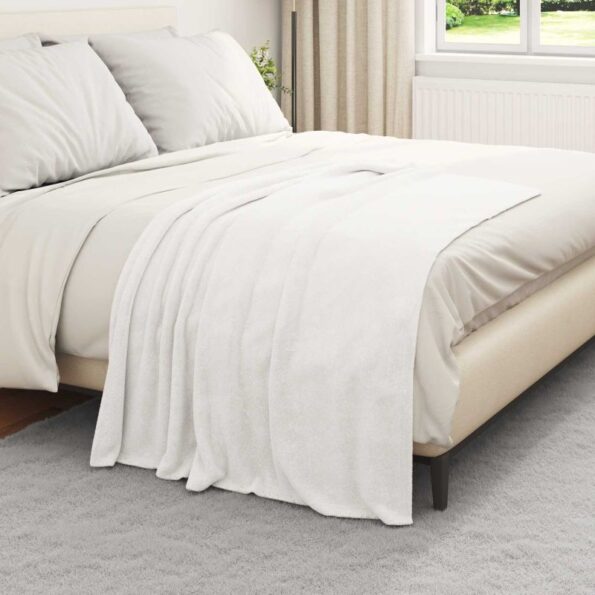 vidaXL Deka Biela 130 x 150 cm Flís – Obrázok 3