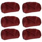 vidaXL Prikrývky na hodenie 6 pcs Bordeaux červená 150 x 200 cm Flís – Obrázok 2