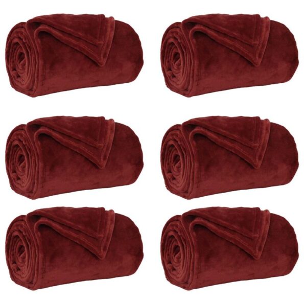 vidaXL Prikrývky na hodenie 6 pcs Bordeaux červená 150 x 200 cm Flís – Obrázok 2