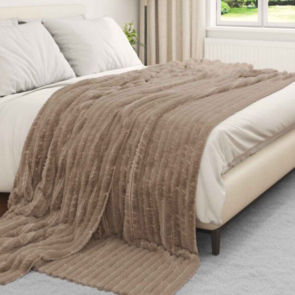 vidaXL Deka ťavová 240 x 220 cm Flís – Obrázok 3
