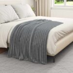 vidaXL Deka Tmavo šedá 150 x 130 cm Flís – Obrázok 3