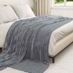 vidaXL Deka Tmavo šedá 240 x 220 cm Flís – Obrázok 3
