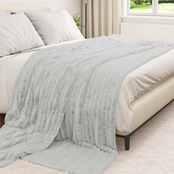 vidaXL Deka Sivá 240 x 220 cm Flís – Obrázok 3