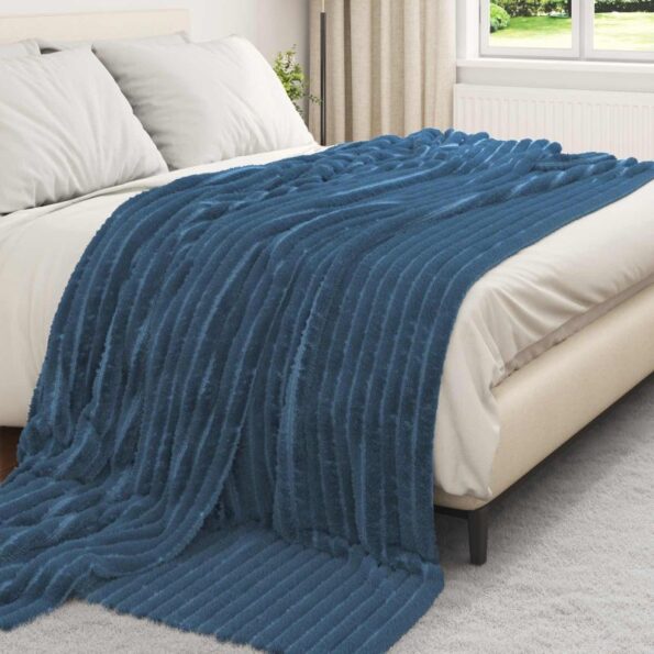 vidaXL Deka Námornícka modrá 240 x 220 cm Flís – Obrázok 3