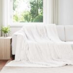 vidaXL Deka Biela 240 x 220 cm Flís – Obrázok 8