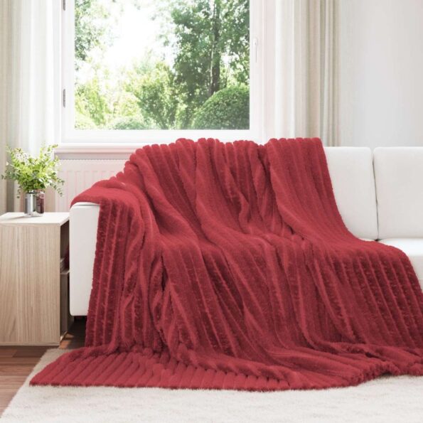 vidaXL Deka Bordeaux červená 270 x 240 cm Flís – Obrázok 8