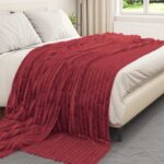 vidaXL Deka Bordeaux červená 270 x 240 cm Flís – Obrázok 9
