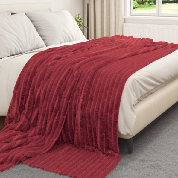 vidaXL Deka Bordeaux červená 270 x 240 cm Flís – Obrázok 3