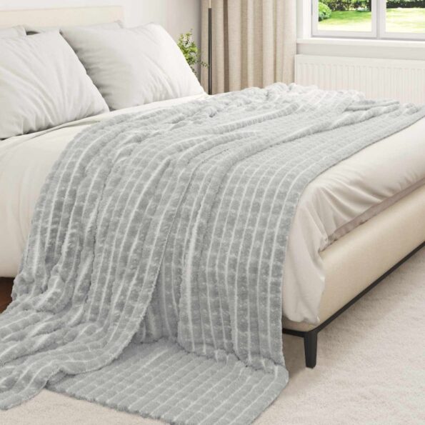 vidaXL Deka Sivá 240 x 220 cm Flís – Obrázok 3