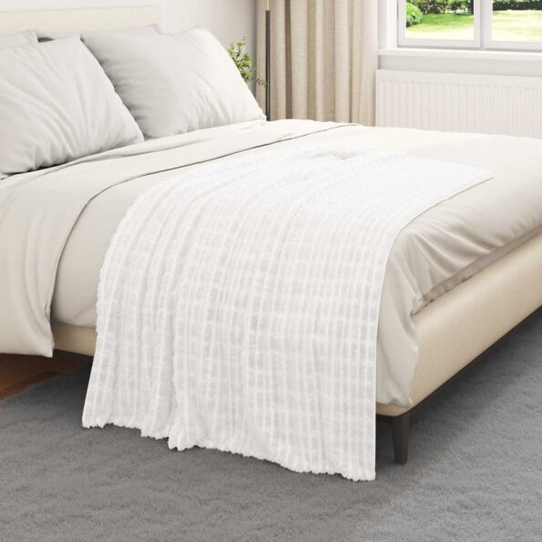 vidaXL Deka Biela 150 x 130 cm Flís – Obrázok 3