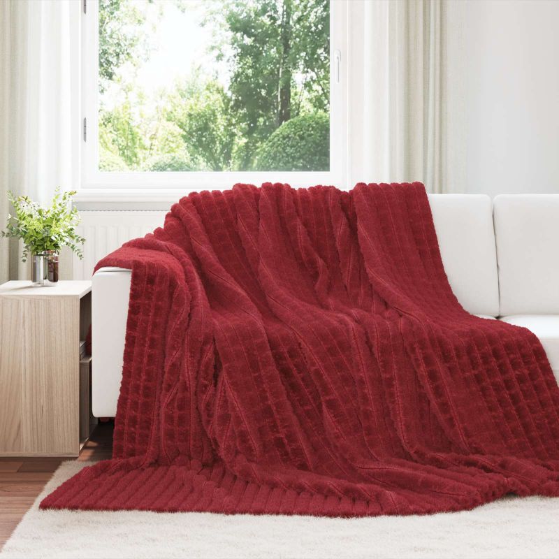 42016939_1.jpg vidaXL Deka Bordeaux červená 240 x 220 cm Flís – Obrázok 1