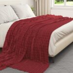 vidaXL Deka Bordeaux červená 240 x 220 cm Flís – Obrázok 9