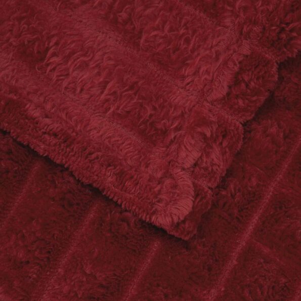 vidaXL Deka Bordeaux červená 240 x 220 cm Flís – Obrázok 4