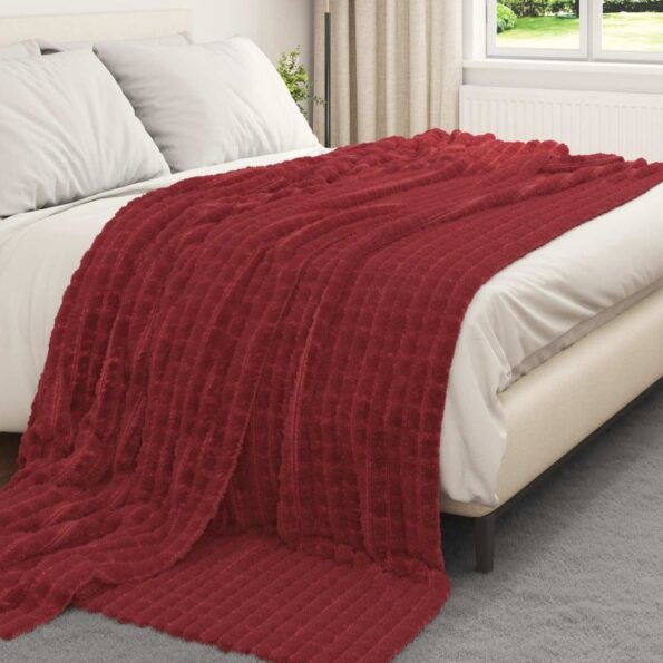 vidaXL Deka Bordeaux červená 270 x 240 cm Flís – Obrázok 3