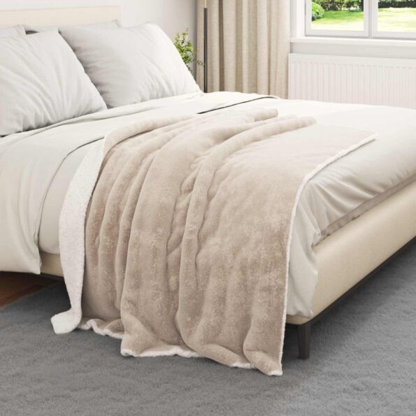 vidaXL Deka Béžová 130 x 150 cm Flís – Obrázok 3