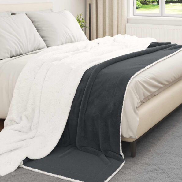 vidaXL Deka Tmavo šedá 240 x 270 cm Flís – Obrázok 8