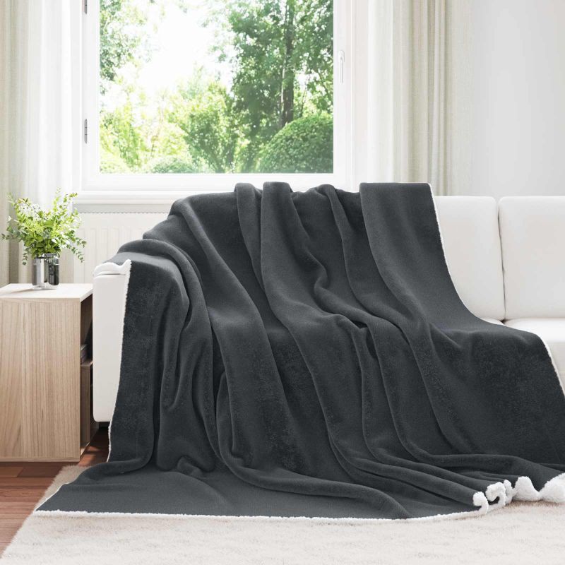 42016984_1.jpg vidaXL Deka Tmavo šedá 240 x 270 cm Flís – Obrázok 1
