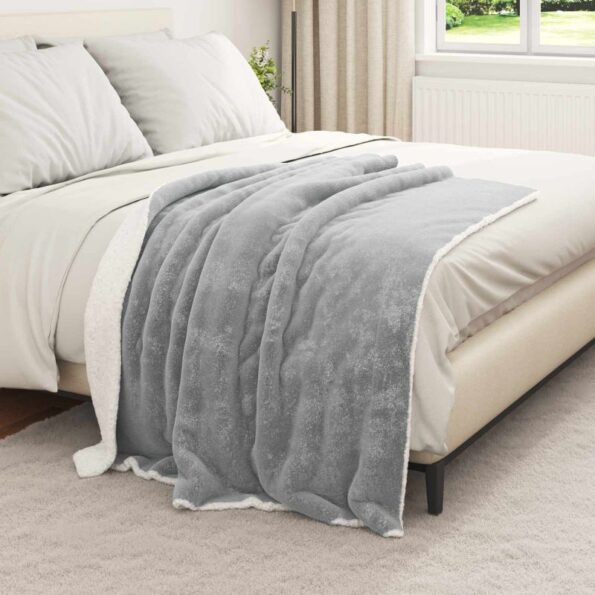 vidaXL Deka Sivá 130 x 150 cm Flís – Obrázok 9
