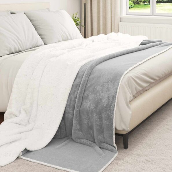 vidaXL Deka Sivá 240 x 270 cm Flís – Obrázok 3