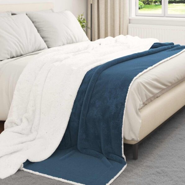 vidaXL Deka Námornícka modrá 240 x 270 cm Flís – Obrázok 9