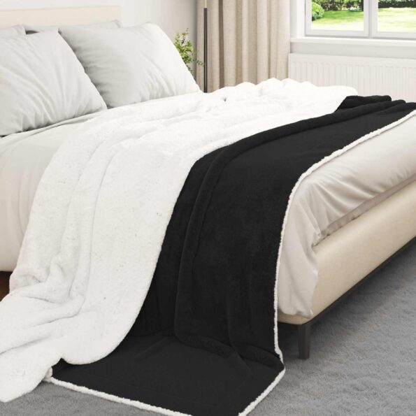 vidaXL Deka Čierna 240 x 270 cm Flís – Obrázok 3
