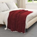 vidaXL Deka Bordeaux červená 130 x 150 cm Flís – Obrázok 3