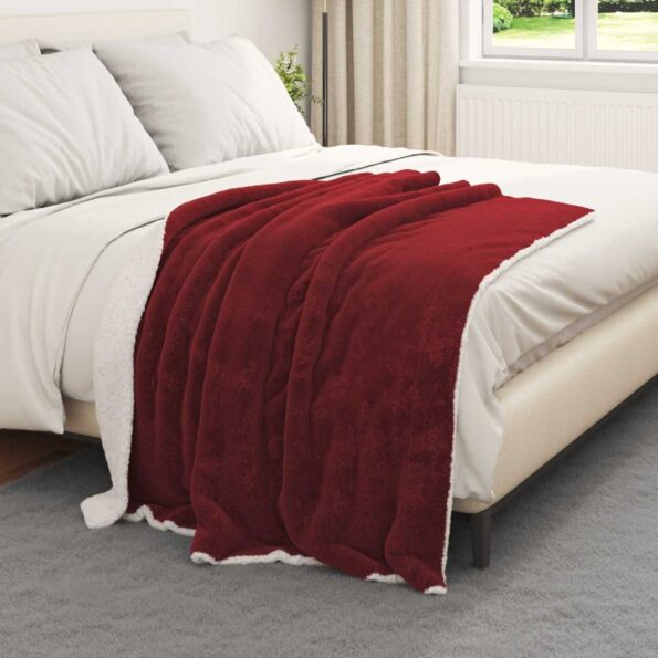 vidaXL Deka Bordeaux červená 130 x 150 cm Flís – Obrázok 3