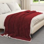 vidaXL Deka Bordeaux červená 150 x 200 cm Flís – Obrázok 3