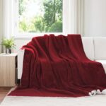 vidaXL Deka Bordeaux červená 220 x 240 cm Flís