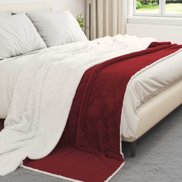 vidaXL Deka Bordeaux červená 220 x 240 cm Flís – Obrázok 3