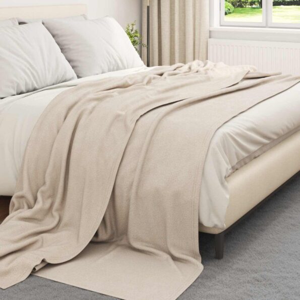 vidaXL Deka Béžová 270 x 240 cm Flís – Obrázok 3