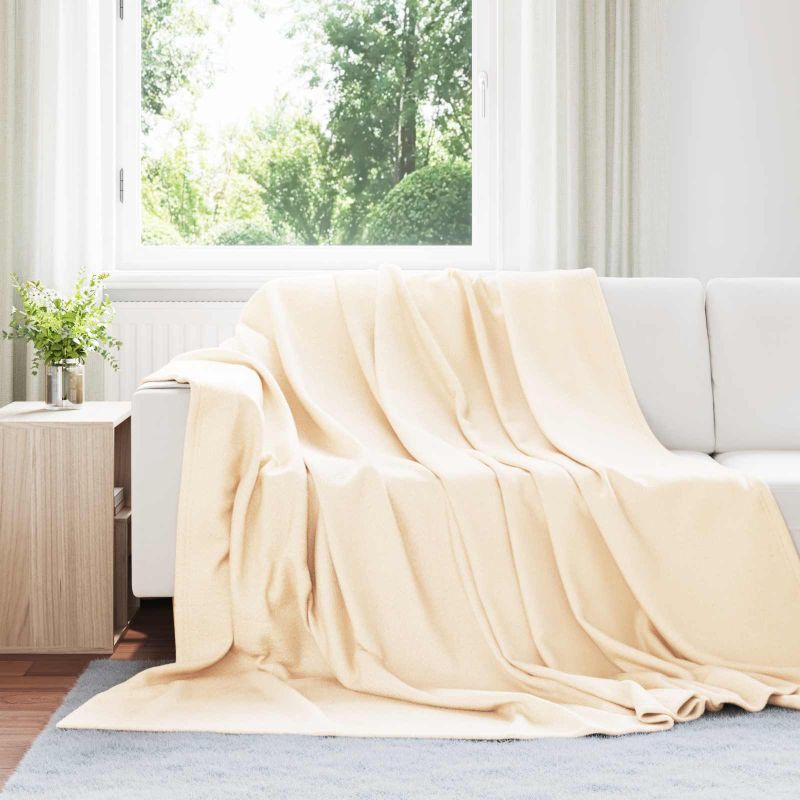 42017036_1.jpg vidaXL Deka Krémová 270 x 240 cm Flís – Obrázok 1