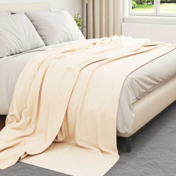 vidaXL Deka Krémová 270 x 240 cm Flís – Obrázok 3
