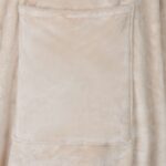 vidaXL Mikina s kapucňou Béžová Flanel – Obrázok 5