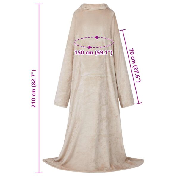 vidaXL Mikina s kapucňou Béžová Flanel – Obrázok 7