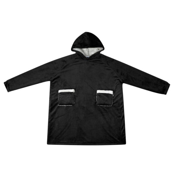 vidaXL Mikina s kapucňou Čierna M Fleece a flanel – Obrázok 2