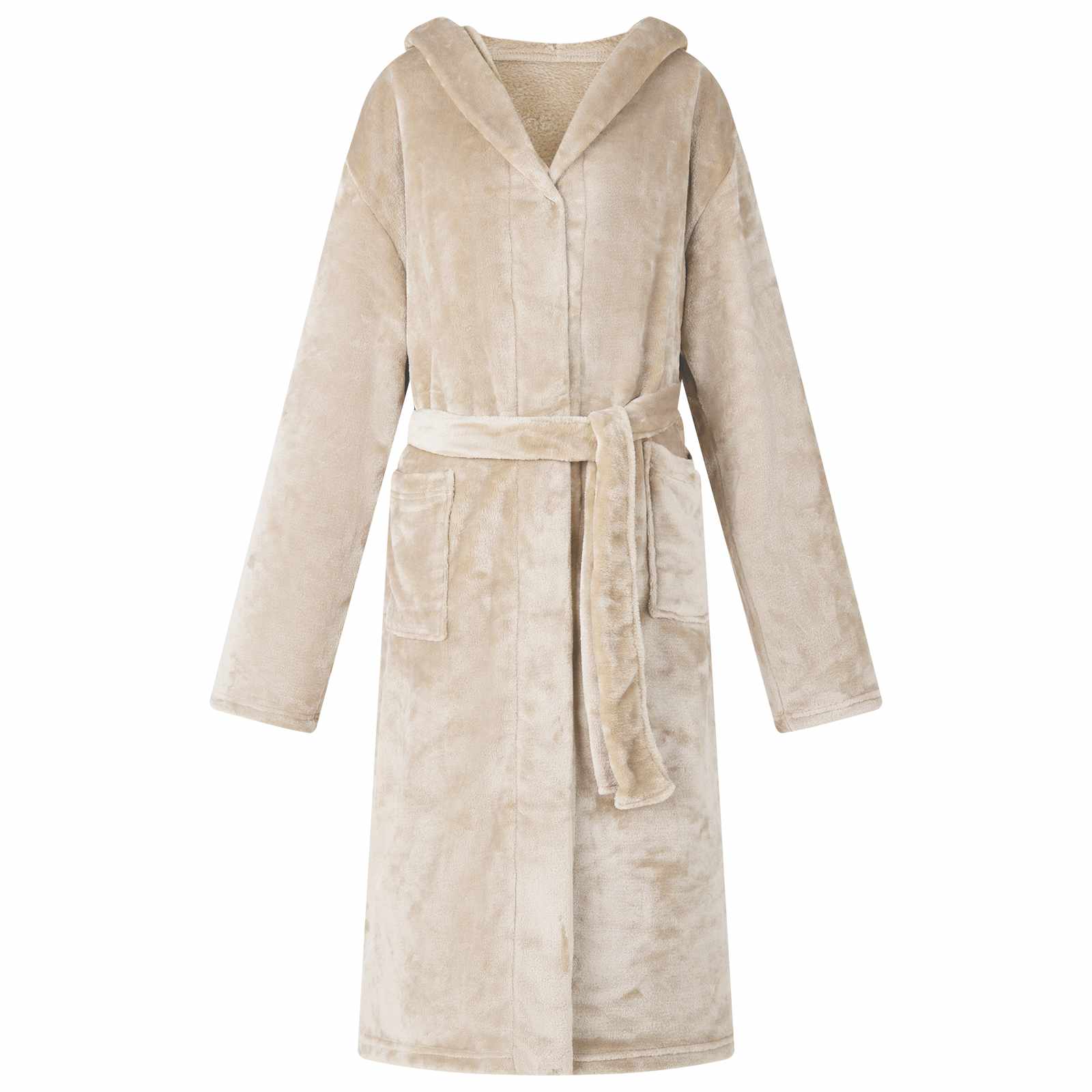 42017215_1.jpg vidaXL Župan s kapucňou Béžová l Flanel – Obrázok 1