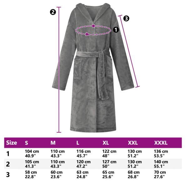 vidaXL Župan s kapucňou Tmavo šedá m Flanel – Obrázok 8