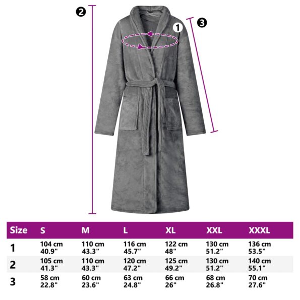 vidaXL Župan bez kapucne Tmavo šedá l Flanel – Obrázok 8