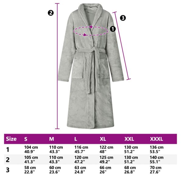 vidaXL Župan bez kapucne Sivá m Flanel – Obrázok 8