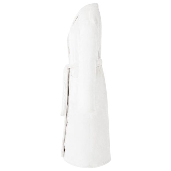 vidaXL Župan bez kapucne Biela xl Flanel – Obrázok 3