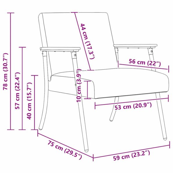 vidaXL kreslo Čierna 59 x 75 x 78 cm látka – Obrázok 10